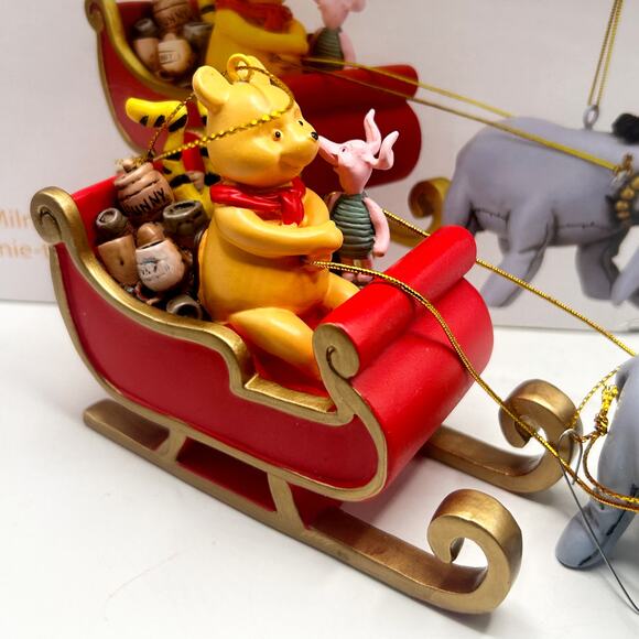 Tree Buddees Winnie the Pooh Sleigh Eeyore Piglet 2pcs Large Christmas Ornament - Picture 2 of 8